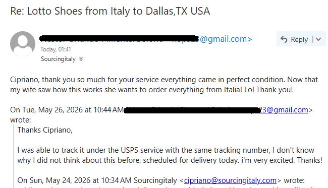 Ship All Orders From Italy 601
